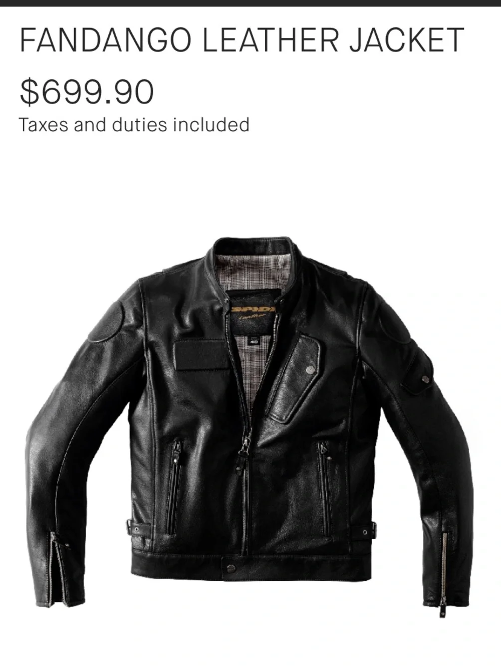 Spidi Fandango Leather Motorcycle Biker Jacket